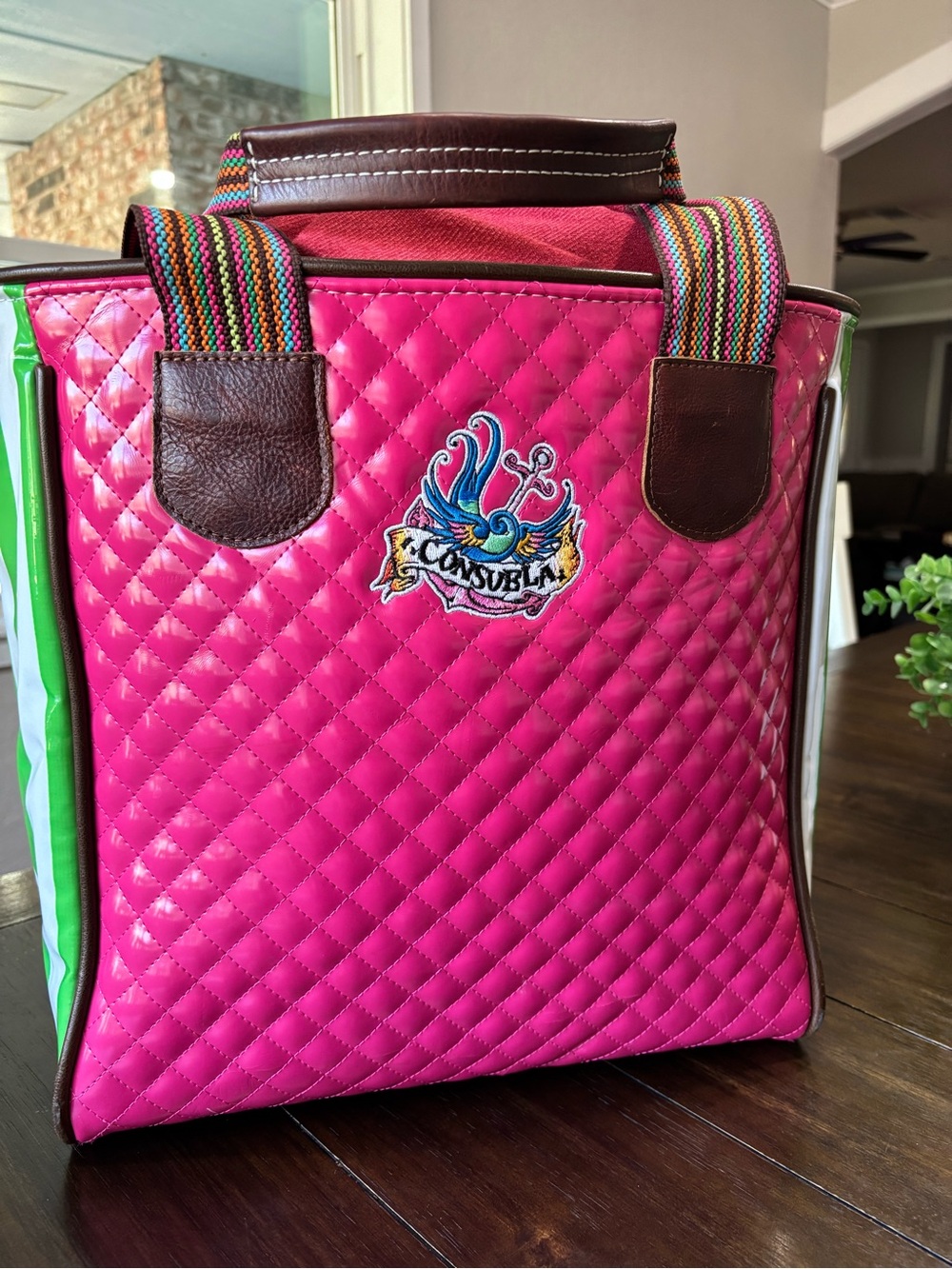 Consuela Classic Tote Pink Quilted Floral Embroidered Bag - Picture 2 of 16